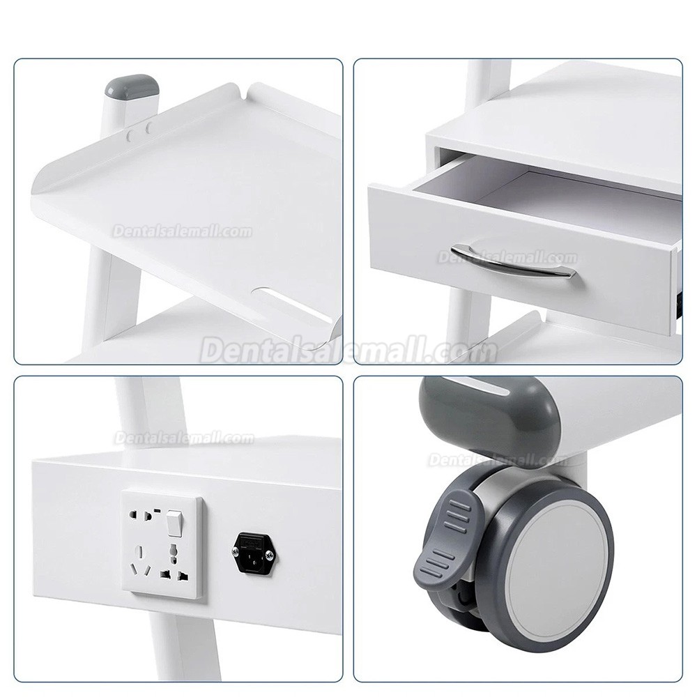 Dentech T3-4 Mobile Dental Trolley Cart Three-Tier with Storage Cabinet